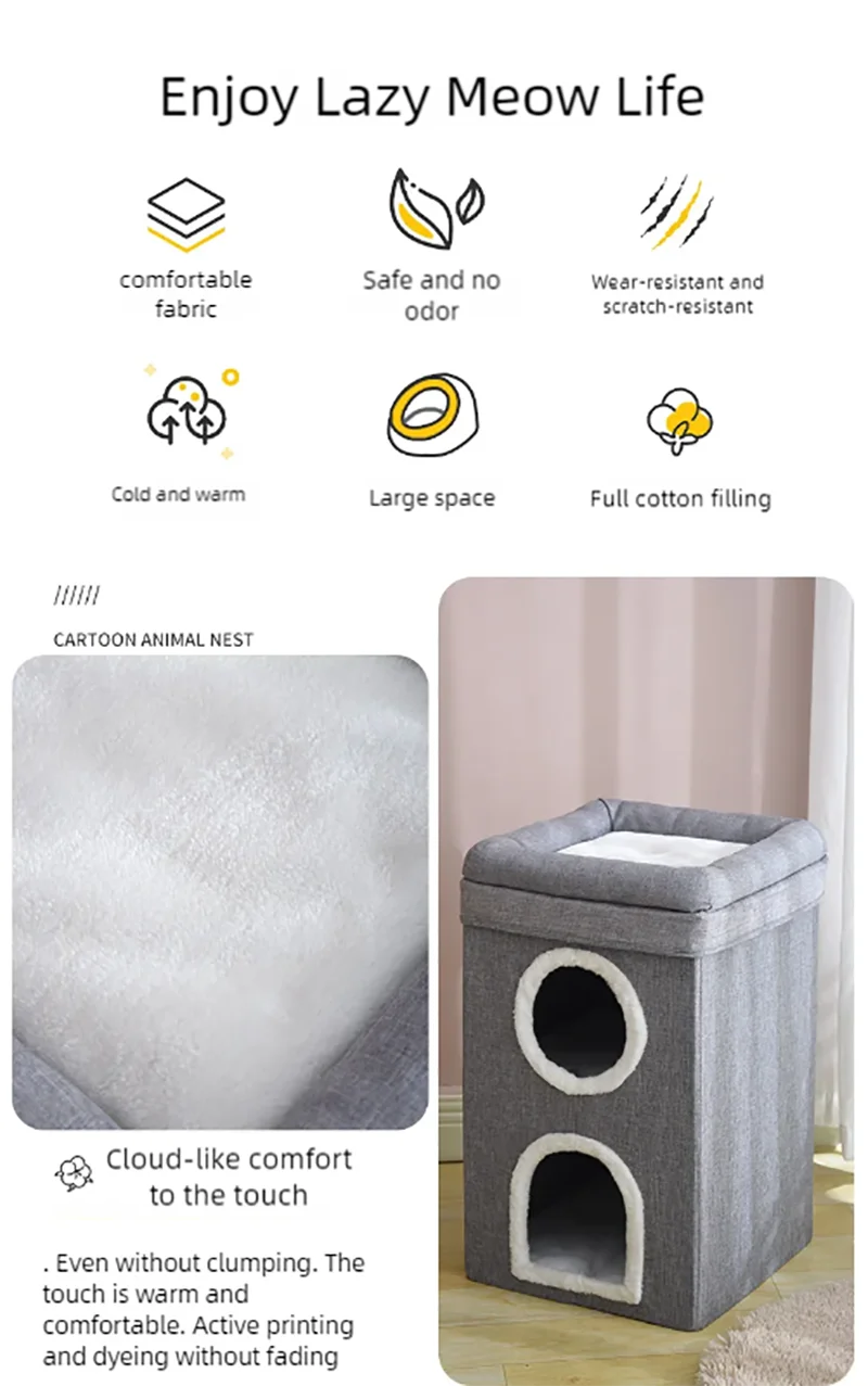 Cat's nest is warm in winter, removable and washable, fully enclosed and easy to clean, large and foldable, suitable for all sea