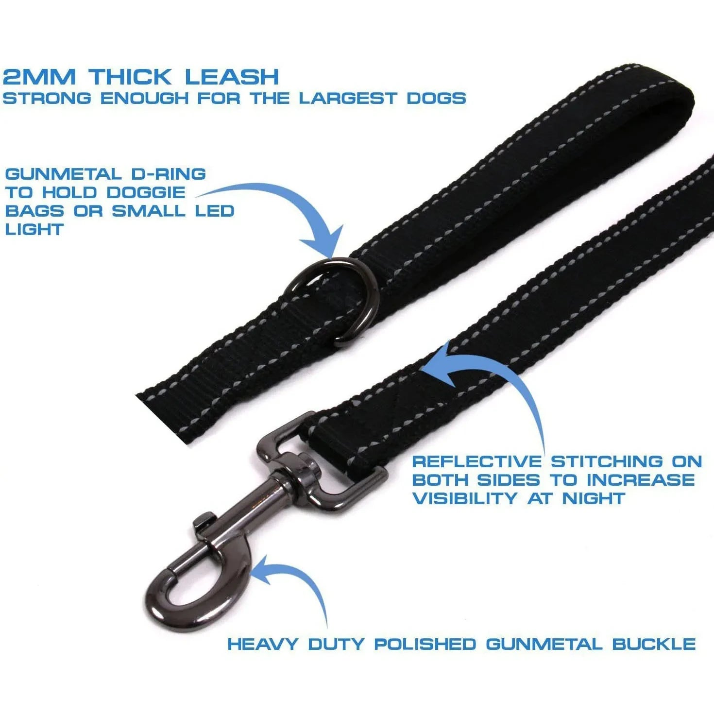 Dog Leashes Outdoor Travel Dog Training Chain Heavy Duty Double Handle Lead for Greater Control Safety Training Dual Handle