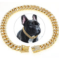 Dog chain, diamond Cuban collar, walking metal chain collar with safety design buckle, pet cat Cuban collar, jewelry accessories