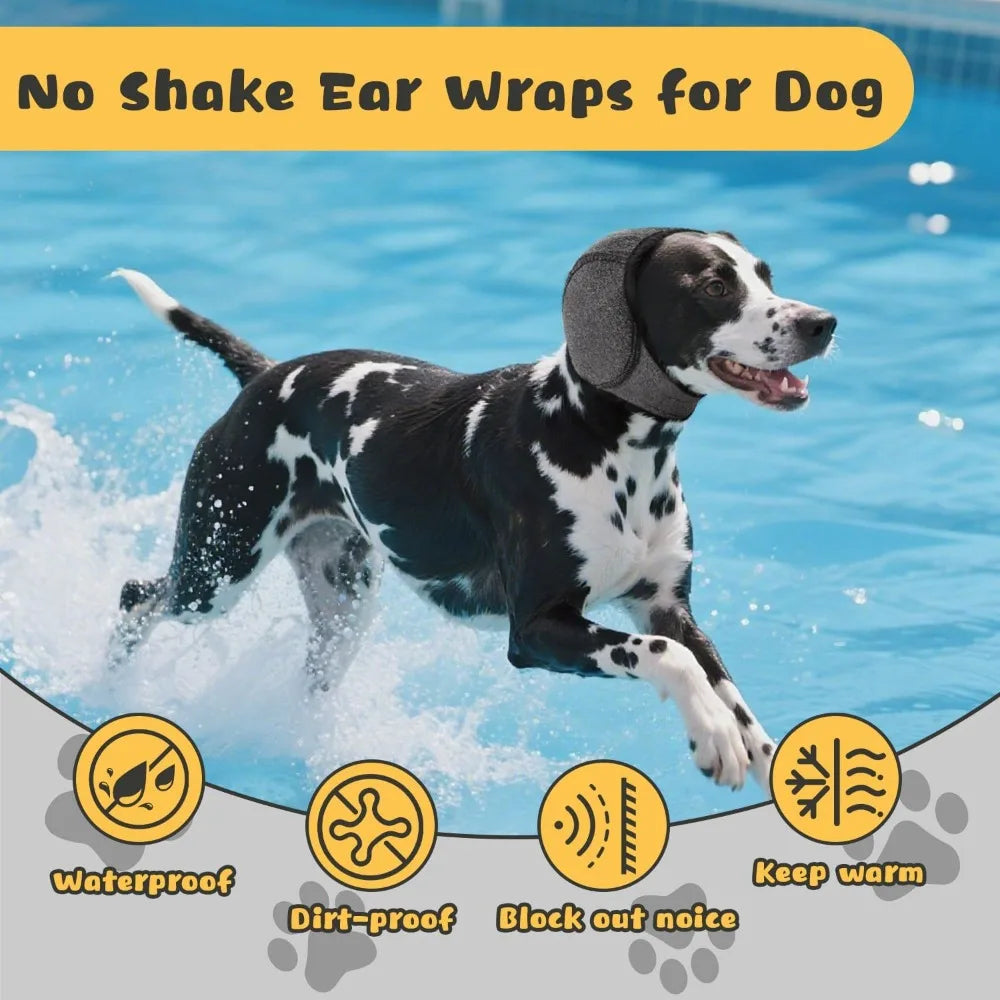 Adjustable Dog Ear Noise Protection Cover Soft Calming Ear Wrap Anti Shake Headband for Pet Grooming Bathing