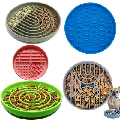 Pet Cat Dog Slow Food Bowl Fat Help Healthy Round Anti-choking Thickened And Non-slip Multiple Colors Shapes