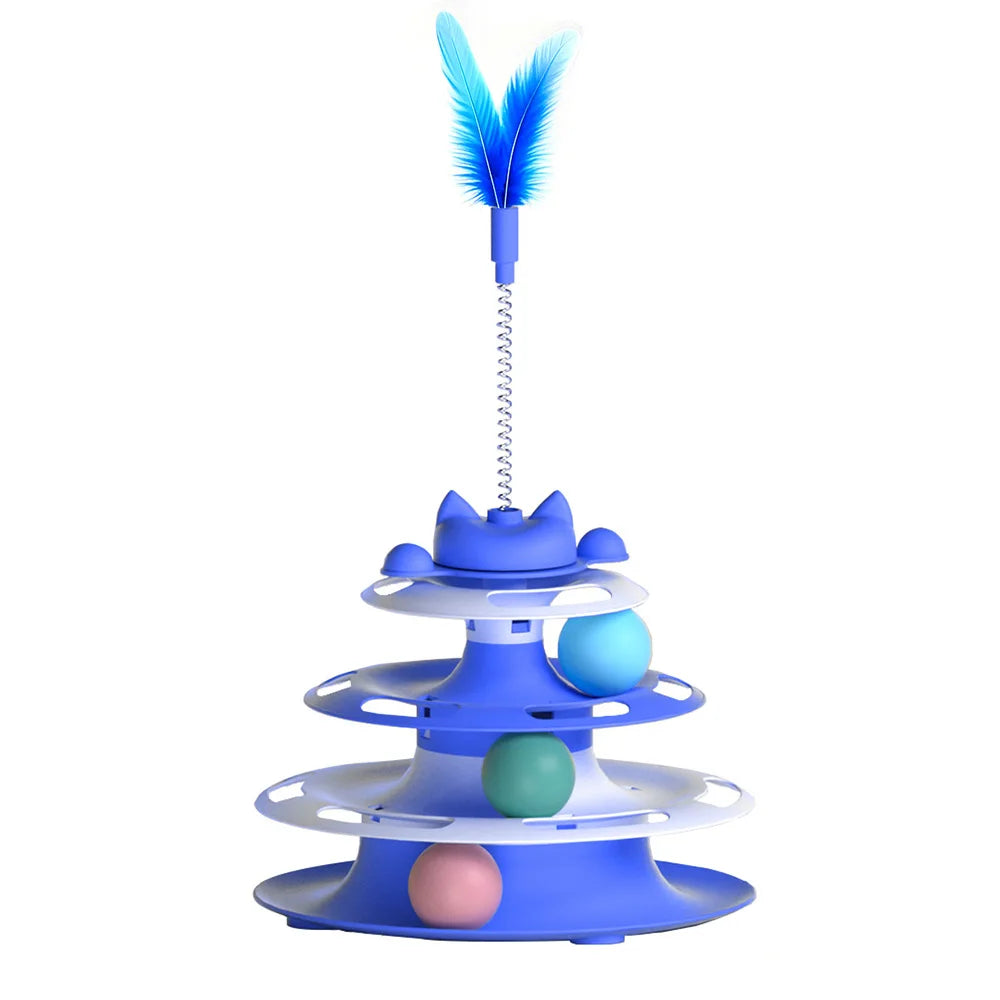Cat Toys for Self-Entertainment: Interactive Turntable, Teaser Wand, Balls - Anti-Boredom for Kittens & Adult Cats,