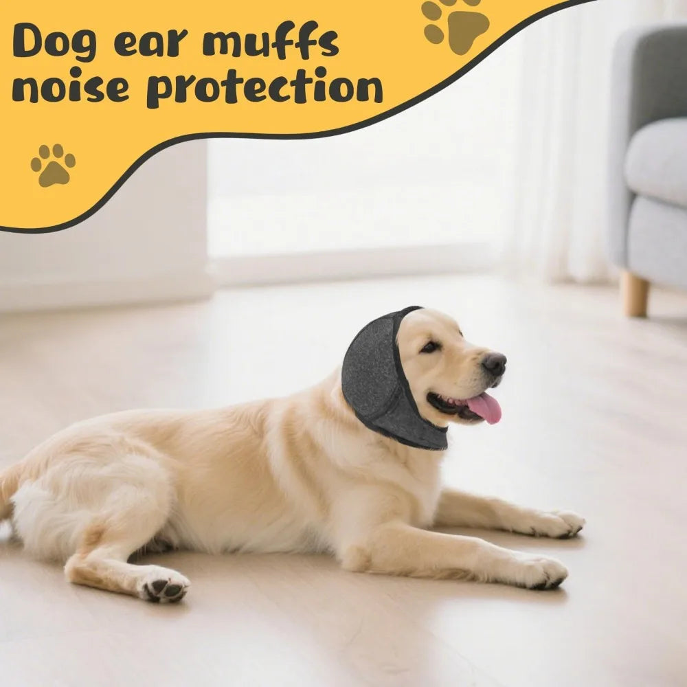 Adjustable Dog Ear Noise Protection Cover Soft Calming Ear Wrap Anti Shake Headband for Pet Grooming Bathing