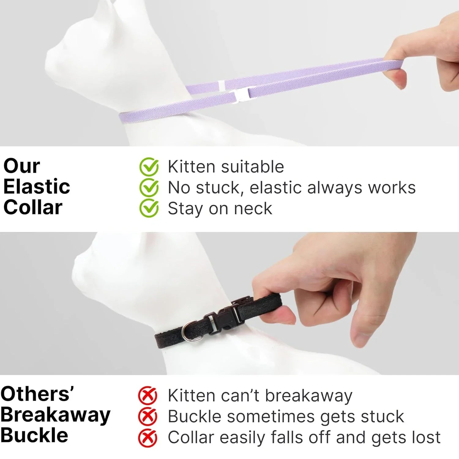 Light Weight Fashion Safety Cat Collar Stretch Elastic Small Dog Collars - Neck for All Small Large Cat Puppy Pet Accessories