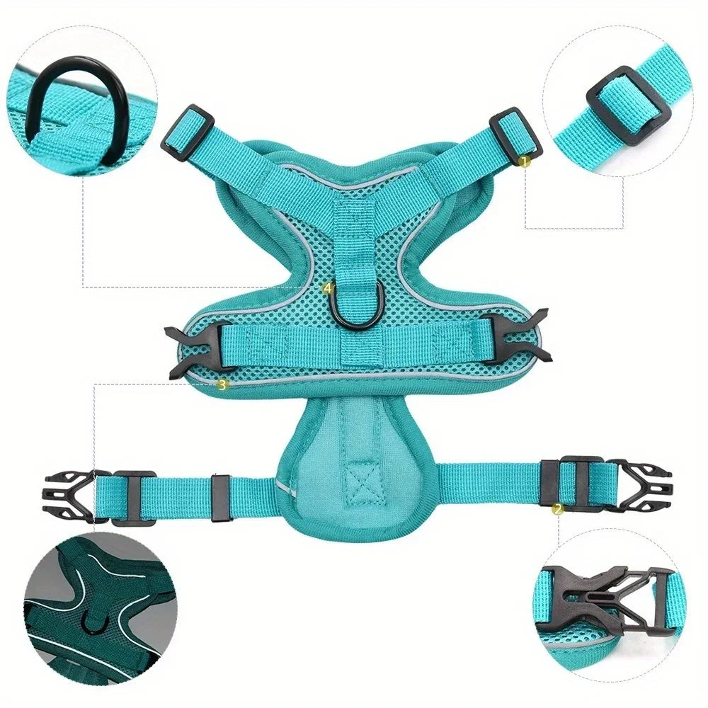 No Pull Dog Harness and Leash Set Adjustable Pet Harness Vest for Small Dogs Cats Reflective Dog Chest Strap Lead Walking
