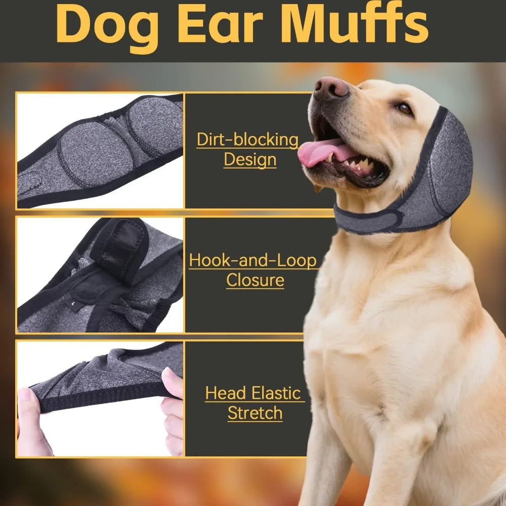 Adjustable Dog Ear Noise Protection Cover Soft Calming Ear Wrap Anti Shake Headband for Pet Grooming Bathing